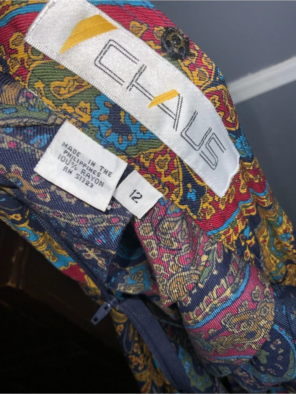 Chaus Vintage Multicolor Paisley Maxi Skirt with Navy and Mustard 12